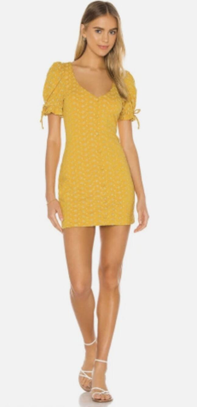 Tularosa Penny Stretch Mini Dress Golden Yellow Floral Boho Revolve Size S 4191